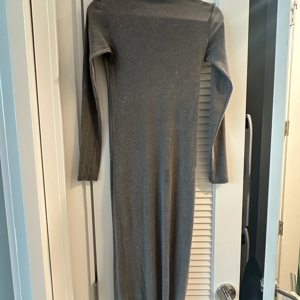 Zara Gray Long Sleeve Midi Bodycon Dress